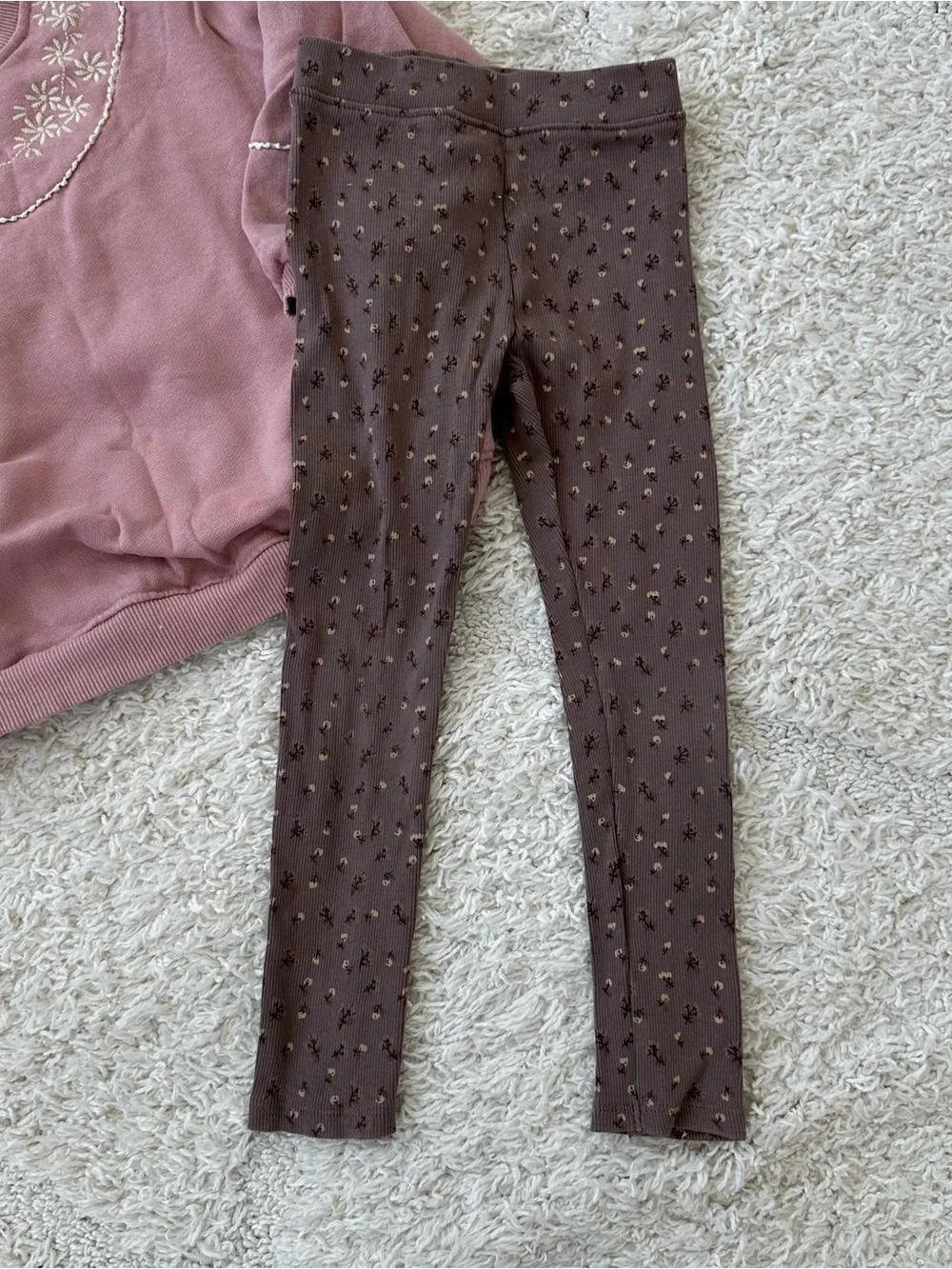 Zara Embroidered Pink & Brown Floral Set